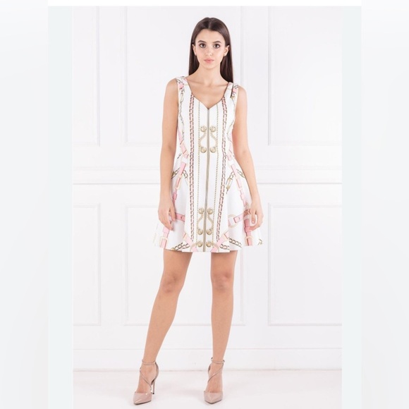 Guess Dresses & Skirts - Guess Galina Chain Print Dress in Ivory and Pink/ Size XS